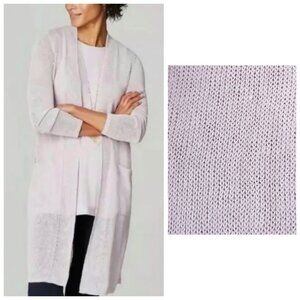 NWT J. Jill Eve Cardigan Open Front Long Line Linen Blend Pale Orchid XL